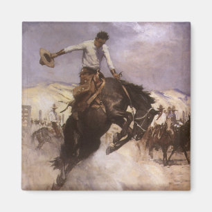 Vintage Rodeo Cowboy, Breezy Riding by WHD Koerner Magnet