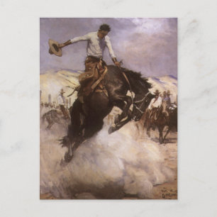 Vintage Rodeo Cowboy, Breezy Riding by WHD Koerner Postcard