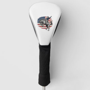 Vintage Rodeo Cowboy Patriotic Horse Rider Vector_ Golf Head Cover