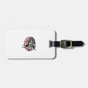 Vintage Rodeo Cowboy Patriotic Horse Rider Vector_ Luggage Tag
