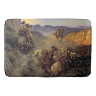 Vintage Rodeo Cowboy Roping Steers The Slick Ear  Bath Mat