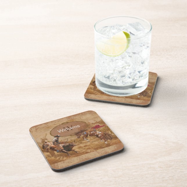 Vintage Rodeo Cowboy Western Coaster (Right Side)
