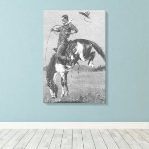 Vintage Rodeo Cowboys, Bucking Bronco by Remington Canvas Print
