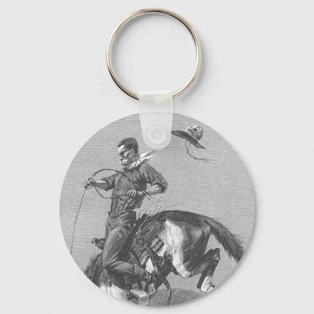 Vintage Rodeo Cowboys, Bucking Bronco by Remington Keychain (Front)