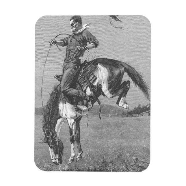 Vintage Rodeo Cowboys, Bucking Bronco by Remington Magnet (Vertical)
