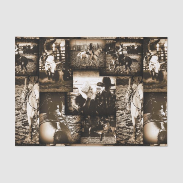 Vintage Rodeo Cowboys Rustic Country Western  Tissue Paper (Front)