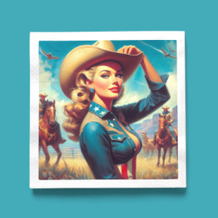Vintage Rodeo Pin-up Napkin