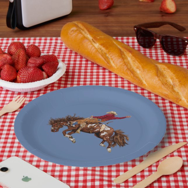 Vintage Rodeo rider  Paper Plate (Picnic)