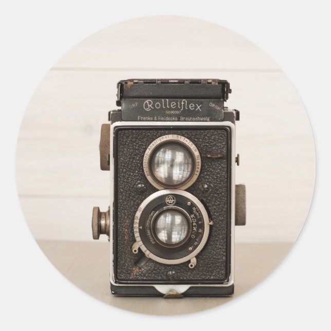 Vintage Rolleiflex Twin lens camera Classic Round Sticker (Front)