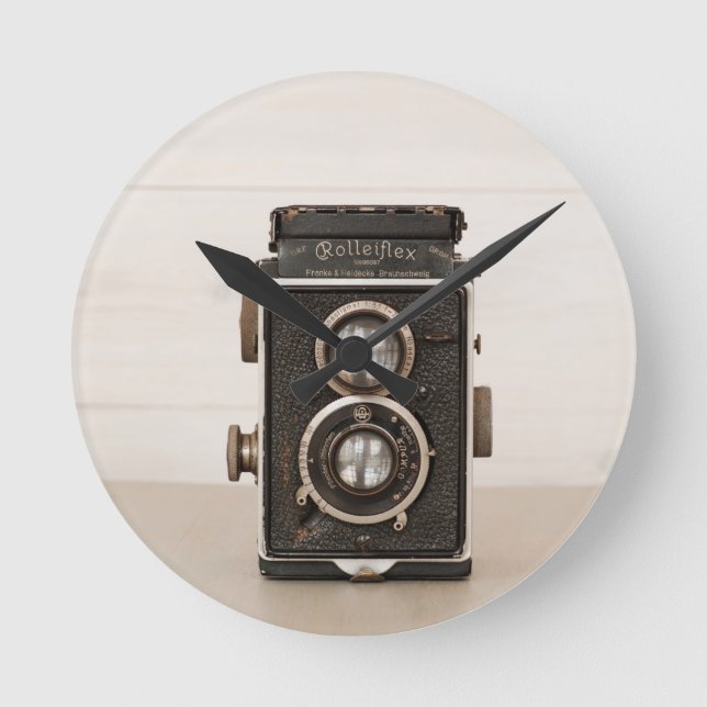 Vintage Rolleiflex Twin lens camera Round Clock (Front)