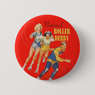 Vintage Roller Derby Program cover art 2 Inch Round Button