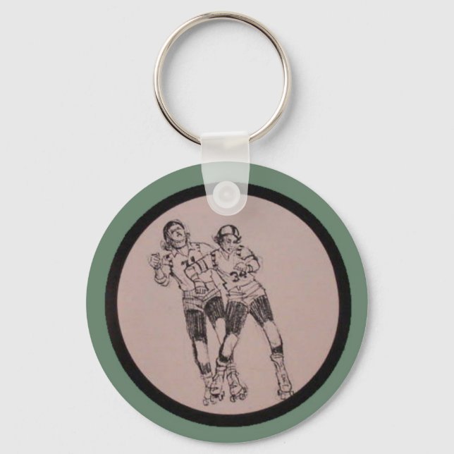 Vintage Roller Derby Program cover art Keychain (Front)