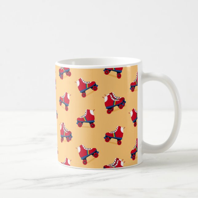 Vintage Roller Skate Pattern Coffee Mug (Right)