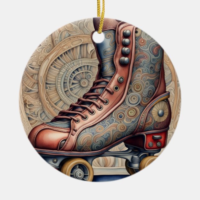 Vintage Roller Skates  Ceramic Ornament (Front)