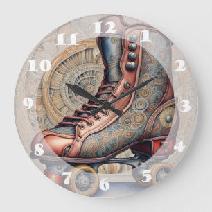 Vintage Roller Skates Large Clock
