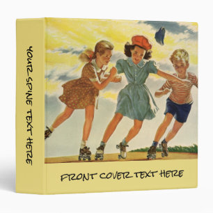 Vintage Roller Skating Fun Children Boys and Girls Binder
