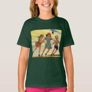Vintage Roller Skating Fun Children Boys and Girls T-Shirt