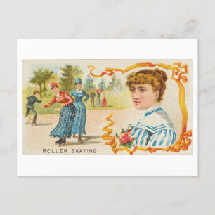 Vintage Roller Skating  Postcard