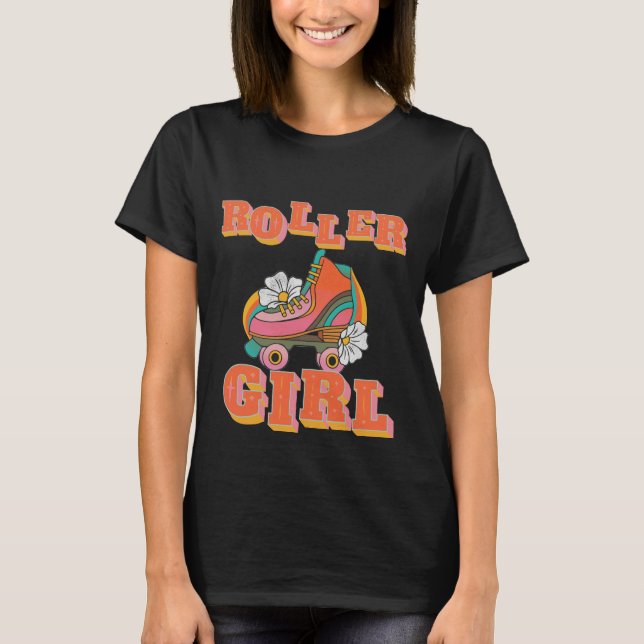 vintage roller skating roller girl cool pinky T-Shirt (Front)