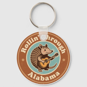 Vintage Rollin Through Alabama Armadillo Funny Keychain