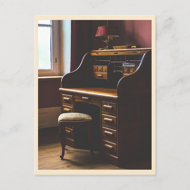 Vintage Rolltop Desk Photo Postcard (Front)
