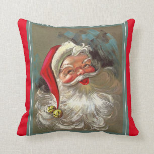 Vintage Roly Poly Holly Jolly Santa Claus Throw Pillow