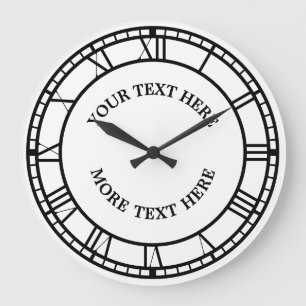 Vintage Roman Numerals Template Large Clock