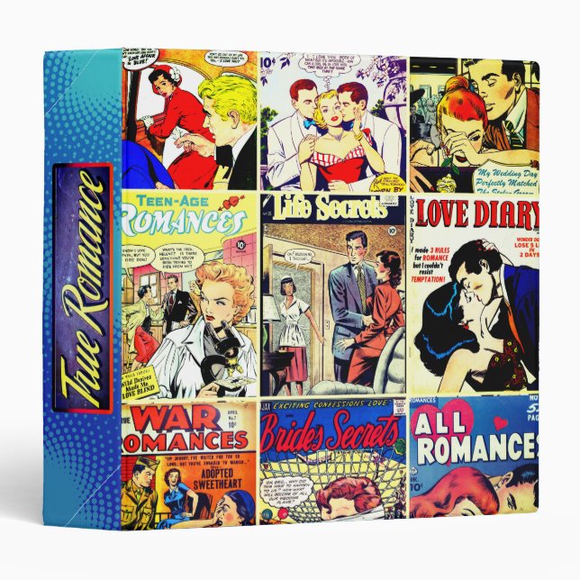 Vintage Romance Comic Book Cover Collage Binder (Front/Spine)