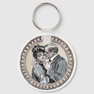  Vintage Romance Couple: Antique Roses Girly Love Keychain