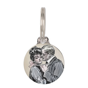 Vintage Romance Couple: Antique Roses Girly Love Pet Tag