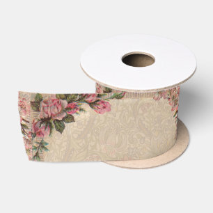 Vintage Romance Couple: Antique Roses Girly Love Satin Ribbon
