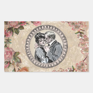  Vintage Romance Couple: Antique Roses Girly Love Sticker