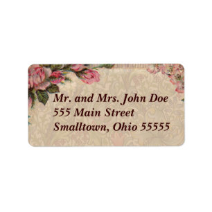 Vintage Romance Couple Antique Roses Wedding Label