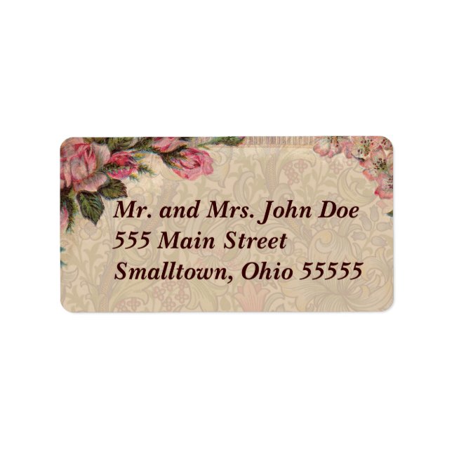 Vintage Romance Couple Antique Roses Wedding Label (Front)