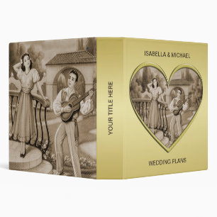 Vintage Romance couple, man and woman, gold Binder