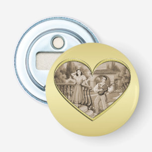 Vintage Romance couple, man and woman, gold Bottle Opener