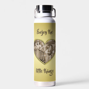 Vintage Romance couple, man and woman, gold Water Bottle