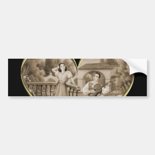 Vintage Romance couple, man and woman love Bumper Sticker