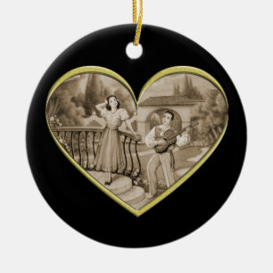 Vintage Romance couple, man and woman love Ceramic Ornament
