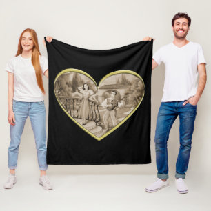 Vintage Romance couple, man and woman love Fleece Blanket