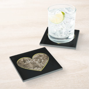 Vintage Romance couple, man and woman love Glass Coaster