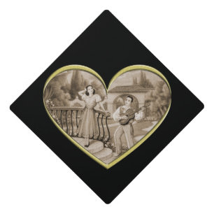 Vintage Romance couple, man and woman love Graduation Cap Topper