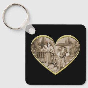 Vintage Romance couple, man and woman love Keychain