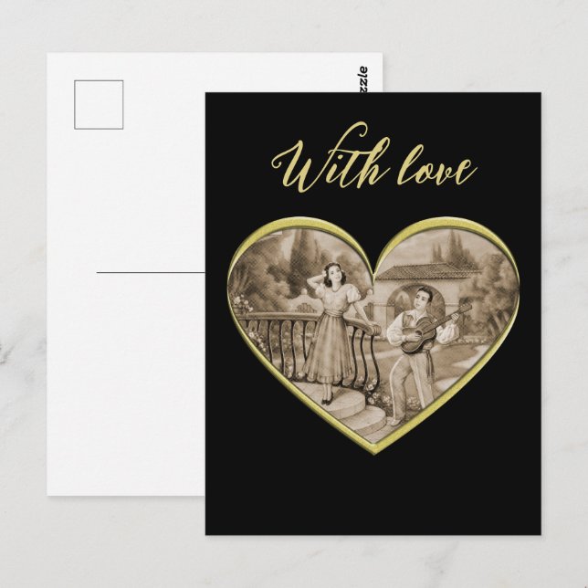 Vintage Romance couple, man and woman love Postcard (Front/Back)