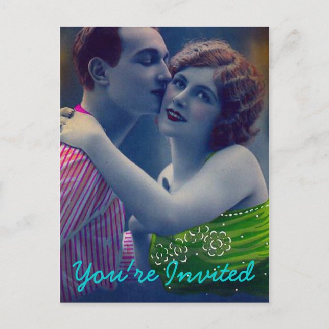 Vintage Romance Couple Wedding Postcard (Front)