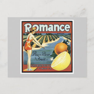 Vintage Romance Fruit Label Postcard