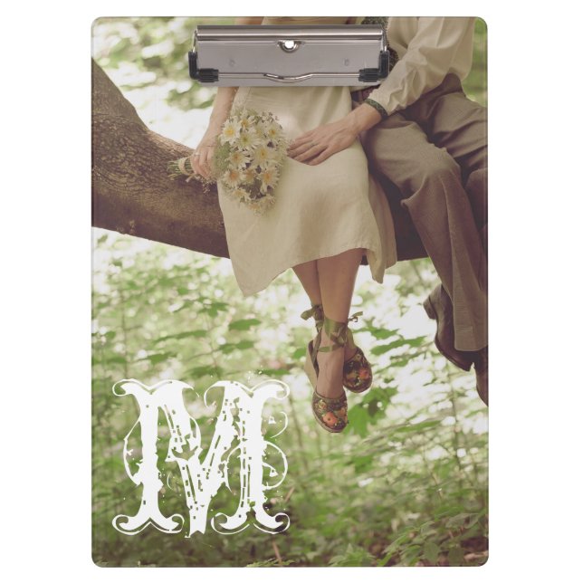 Vintage Romance Love Monogram Initial Clip Board (Front)