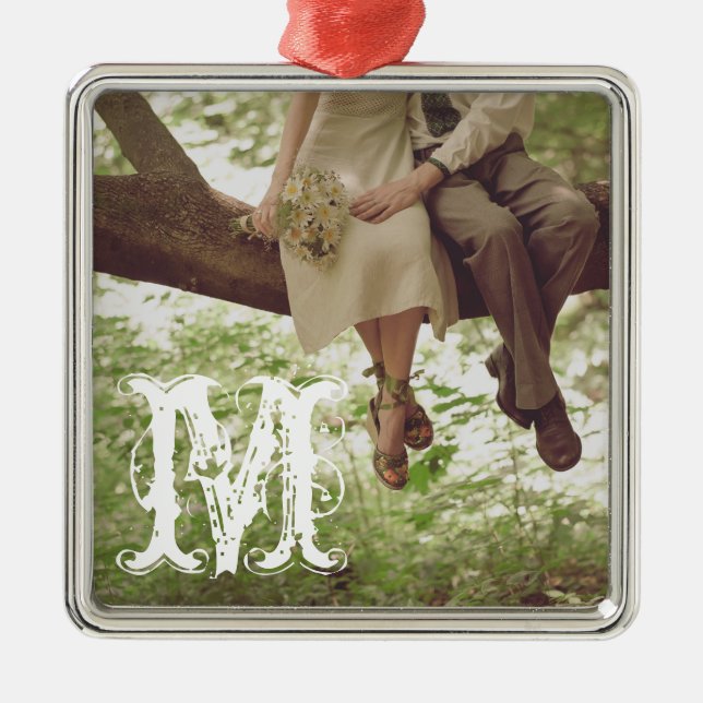 Vintage Romance Love Monogram Initial Ornament (Front)