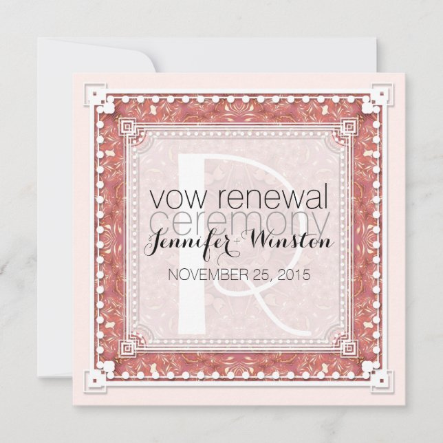 Vintage Romance Pink Bridal Vow Renewal Invites (Front)