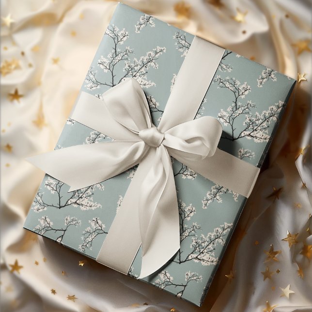 Vintage Romance Spring Flowers Pattern Teal Wrapping Paper (Creator Uploaded)